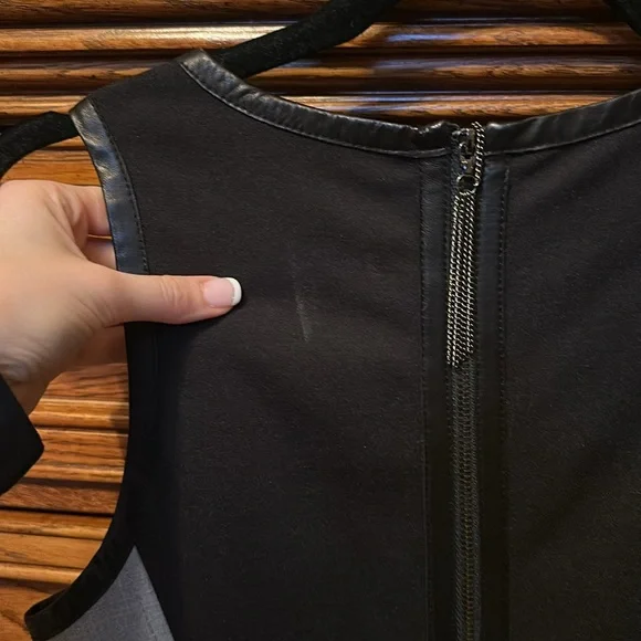 Rebecca Taylor Fit and Flare with Leather Trim Dress